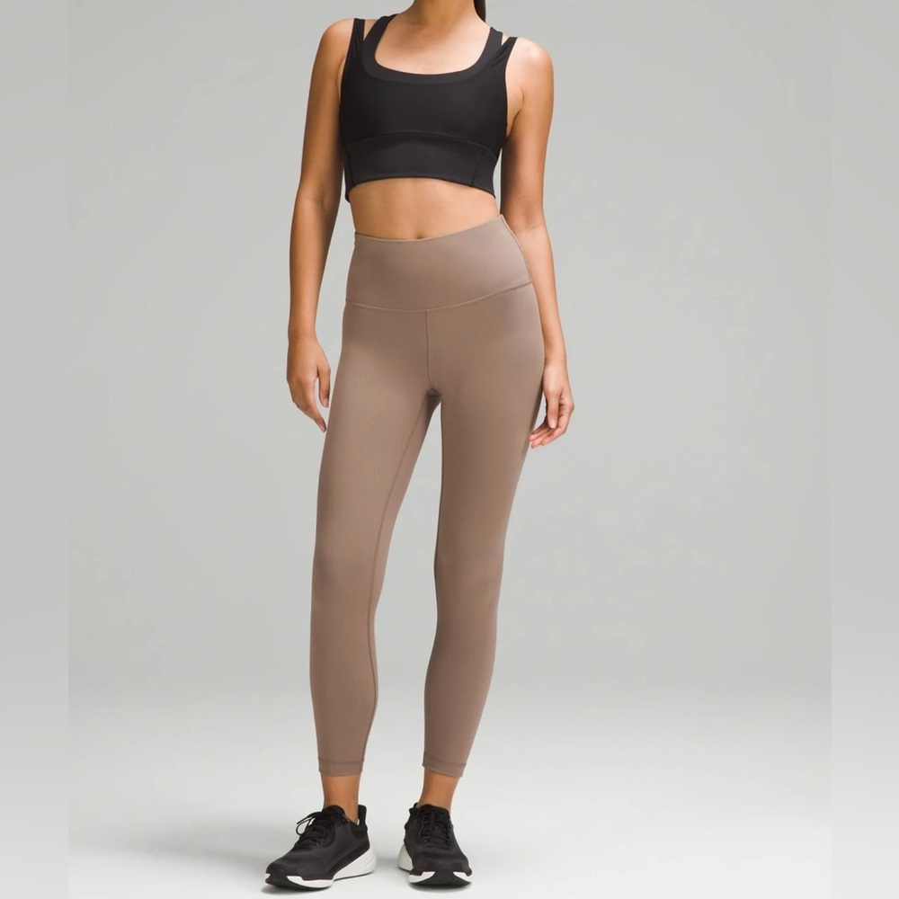 Lululemon Wunder Train Ribbed HR Tight 25” Taupetastic Size 0 NWT - Picture 2 of 6